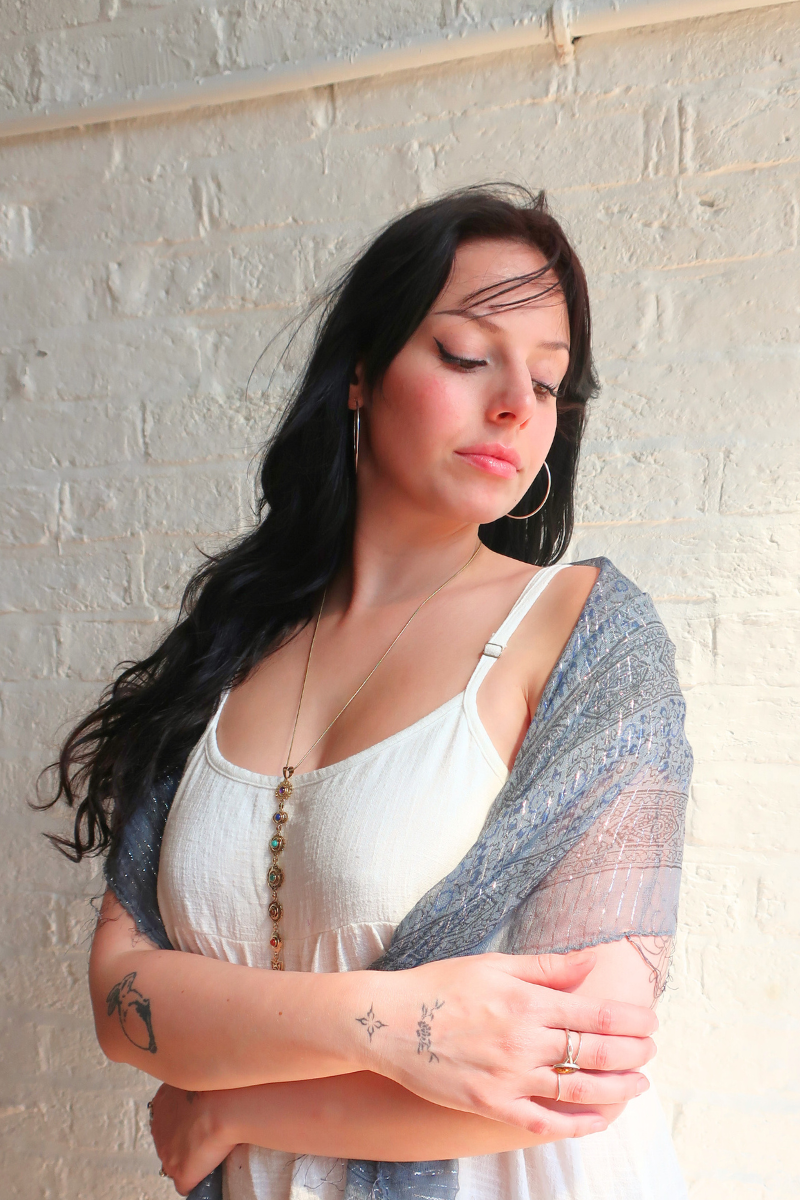 Vintage Indian Cotton Scarf in Jean Blue