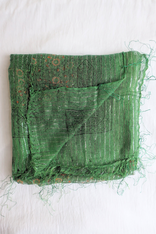 Vintage Indian Cotton Scarf in Woodland