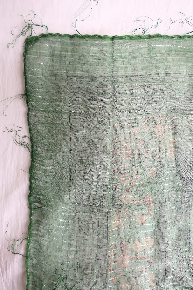 Vintage Indian Cotton Scarf in Woodland