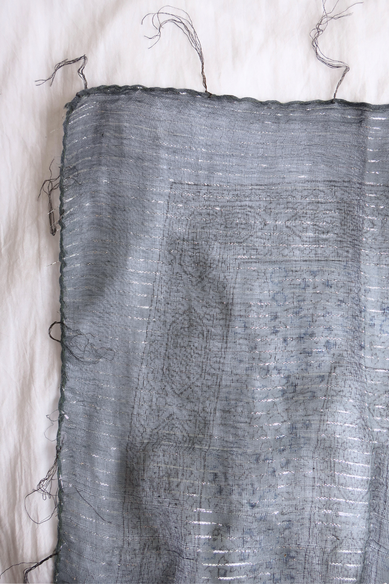 Vintage Indian Cotton Scarf in Jean Blue