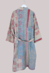 Vintage Kantha Robe in Delicate Patchwork Florals - Free Size