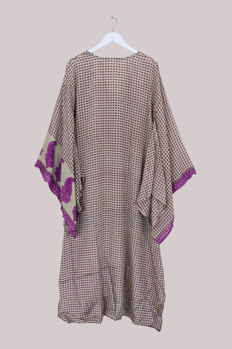 Cassandra Maxi Kaftan in Purple Paisley - Size L/XL