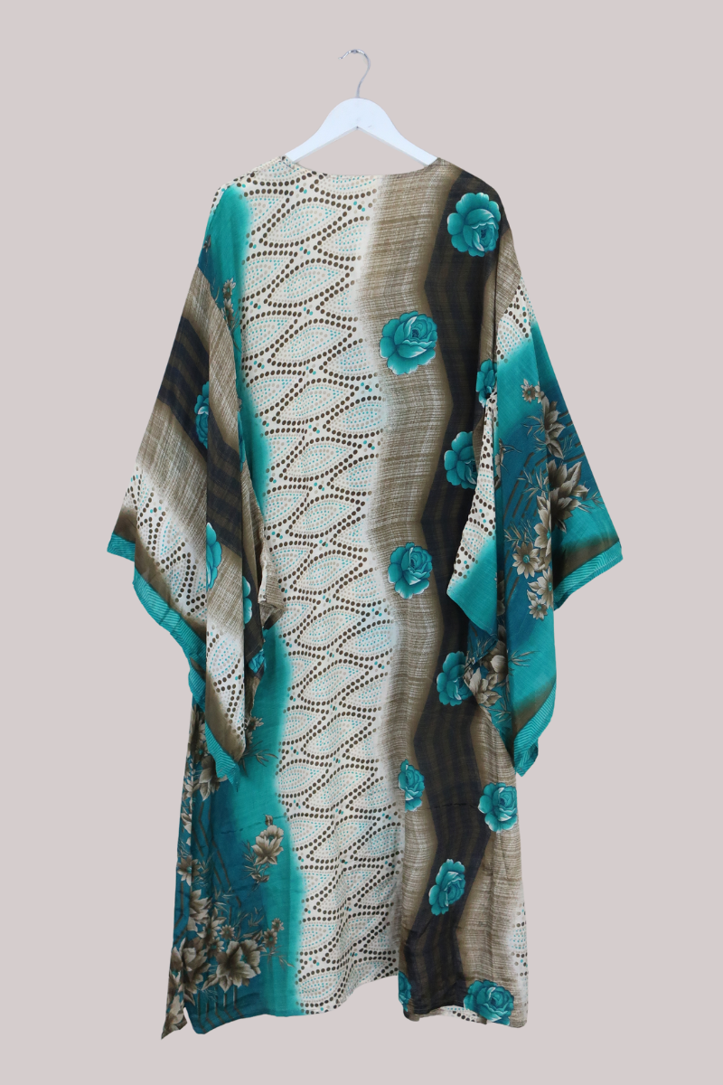 Cassandra Maxi Kaftan in Ocean Bouquet - Size XXL