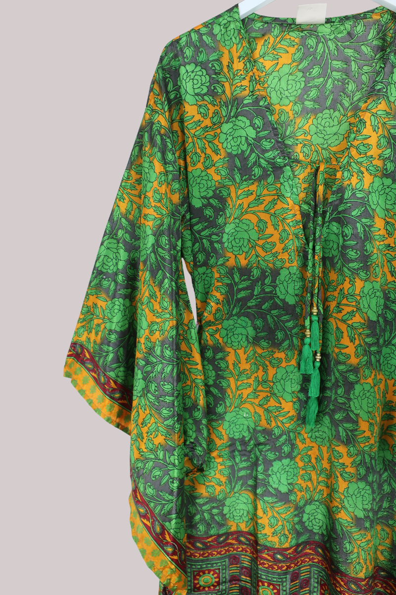 Cassandra Maxi Kaftan in Emerald Garden - Size L/XL