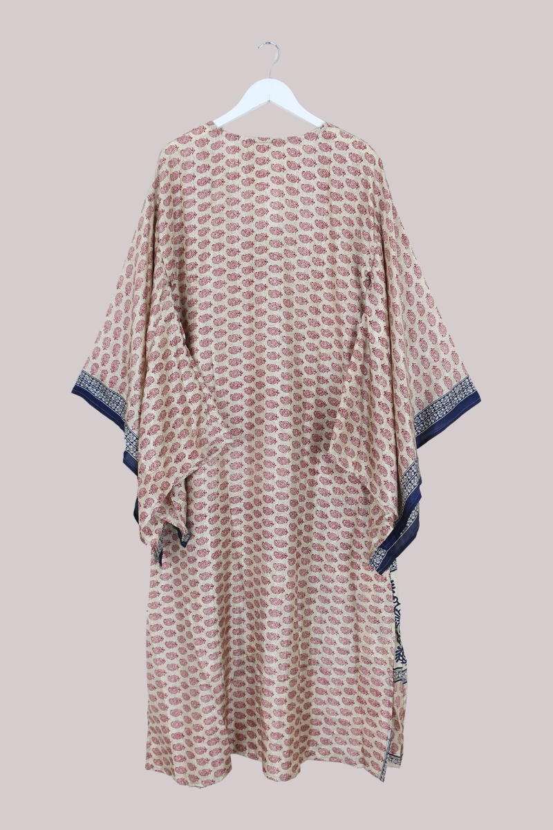 Cassandra Maxi Kaftan in Crimson & Gold Paisley - Size L