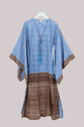Cassandra Maxi Kaftan in Sapphire & Pewter - Size XS/S