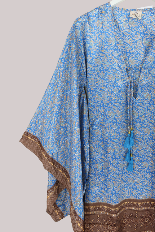 Cassandra Maxi Kaftan in Sapphire & Pewter - Size XS/S
