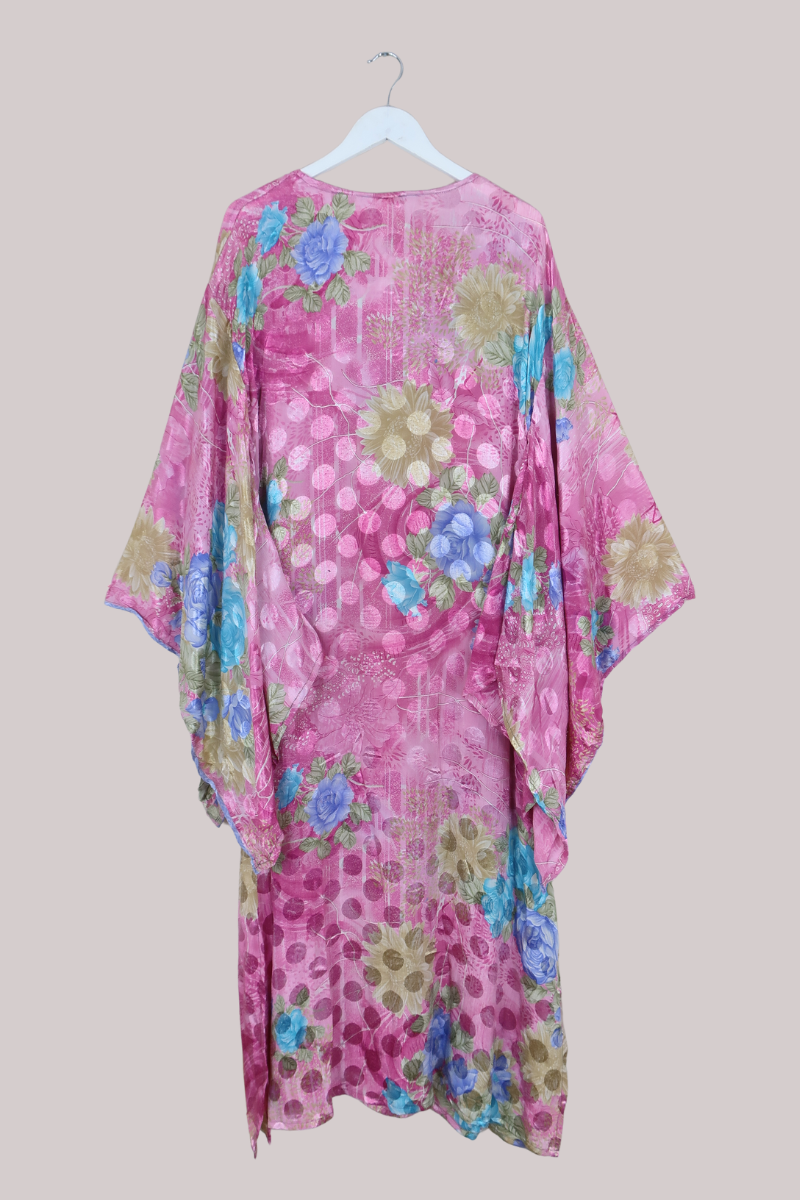 Cassandra Maxi Kaftan in Peony Pink Polka - Size XXL