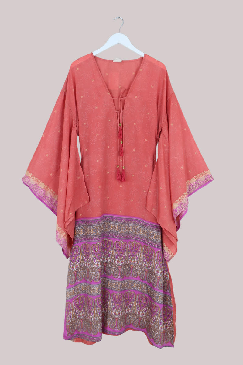 Cassandra Maxi Kaftan in Peach Spritz - Size XL