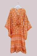Cassandra Maxi Kaftan in Orange Fallen Leaves - Size L/XL