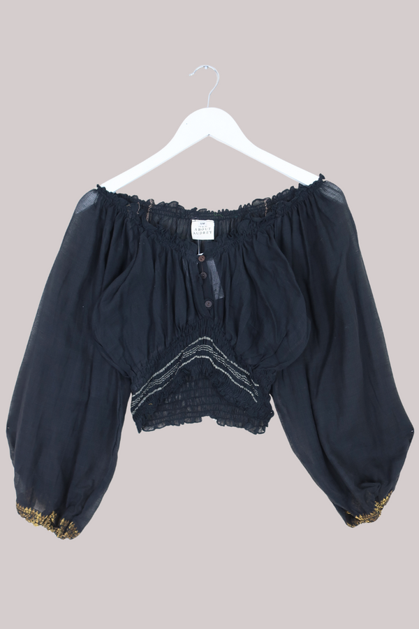 Libra Vintage Cotton Top - Onyx Stripe - Size S/M