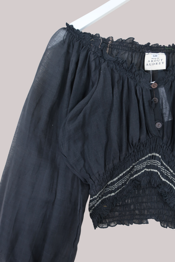 Libra Vintage Cotton Top - Onyx Stripe - Size S/M