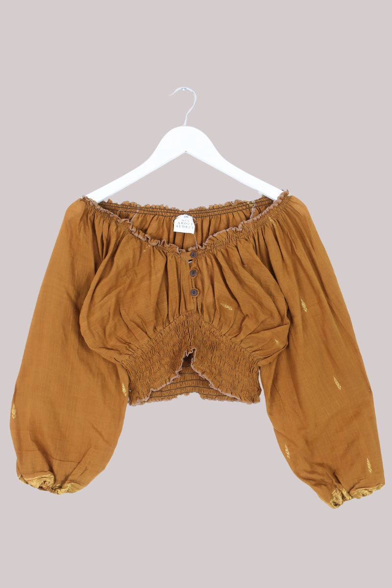 Libra Vintage Cotton Top - Golden Brown - Size S/M