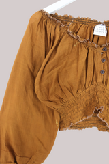 Libra Vintage Cotton Top - Golden Brown - Size S/M