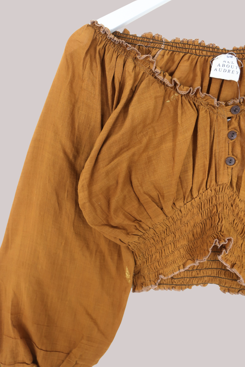 Libra Vintage Cotton Top - Golden Brown - Size S/M