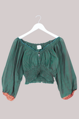 Libra Vintage Cotton Top - Pine Patchwork - Size L