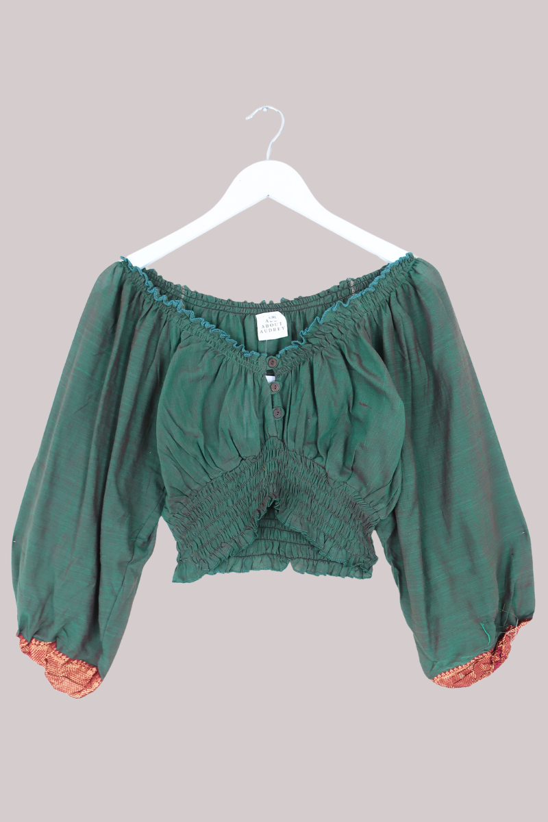 Libra Vintage Cotton Top - Pine Patchwork - Size L