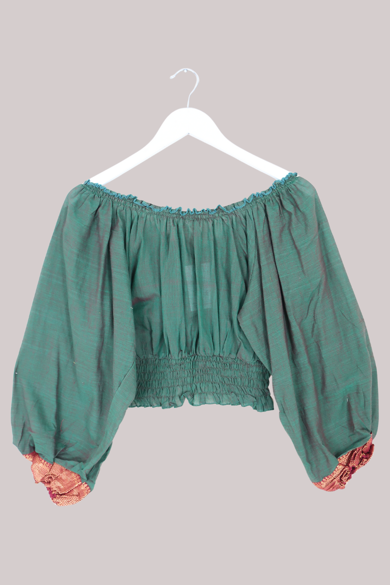 Libra Vintage Cotton Top - Pine Patchwork - Size L
