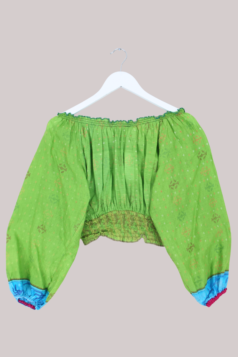 Libra Vintage Cotton Top - Abstract Pear Green - Size S/M