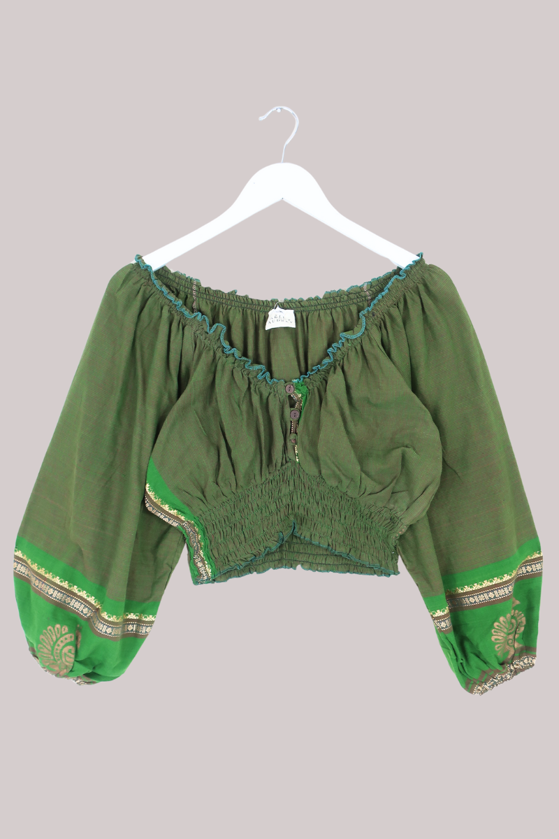 Libra Vintage Cotton Top - Woodland Patchwork - Size L