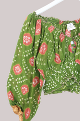 Libra Vintage Cotton Top - Abstract Olive & Red - Size L