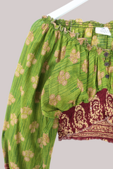 Libra Vintage Cotton Top - Spring Green Lotus - Size S/M