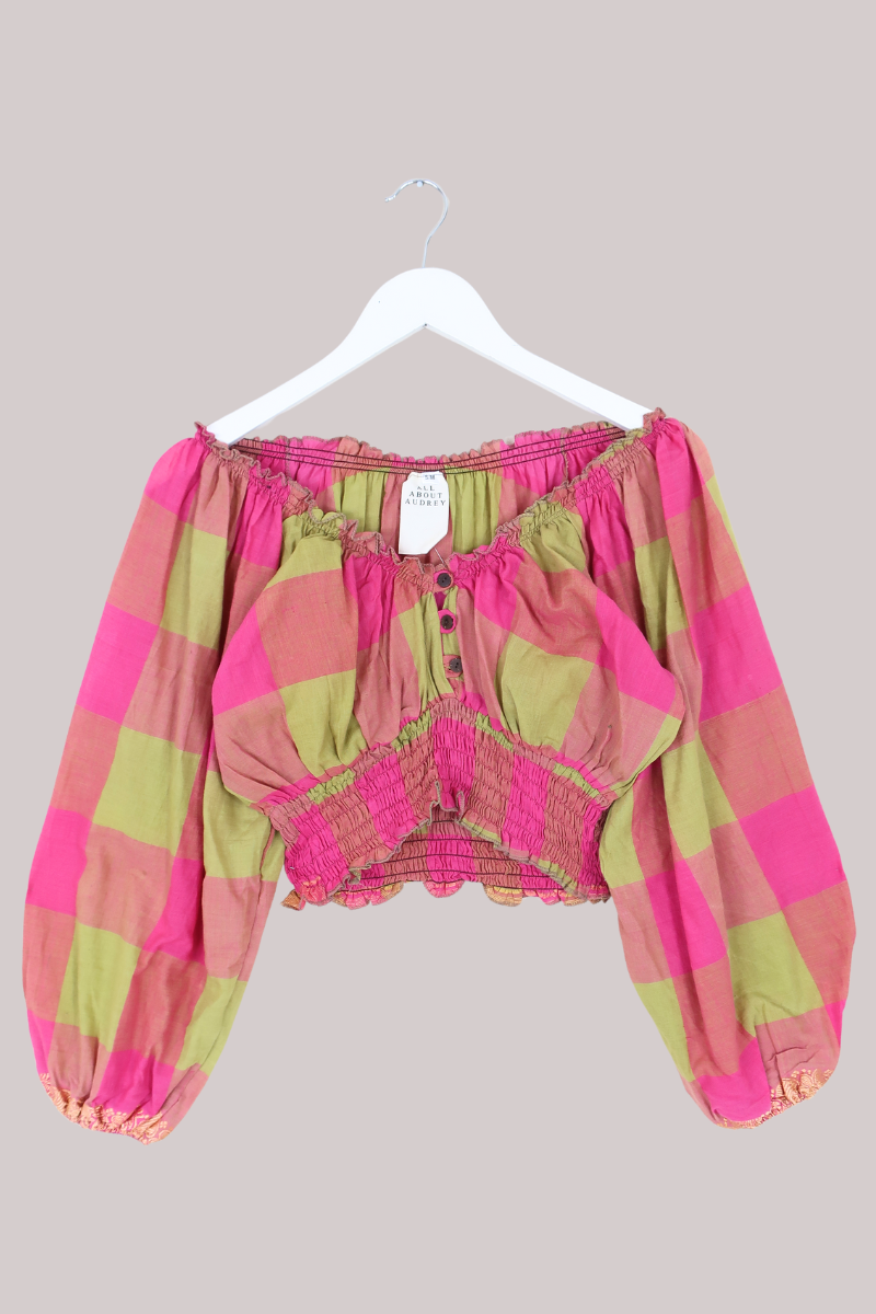 Libra Vintage Cotton Top - Fruit Salad Check - Size S/M
