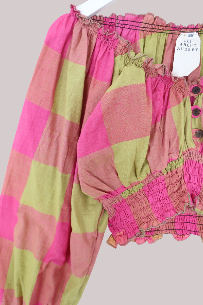 Libra Vintage Cotton Top - Fruit Salad Check - Size S/M