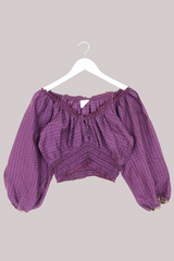 Libra Vintage Cotton Top - Deep Mulberry Check - Size S/M