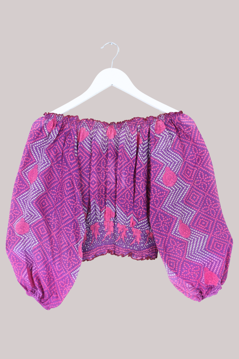 Libra Vintage Cotton Top - Lilac Abstract Florals - Size S/M