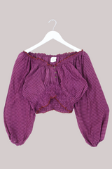 Libra Vintage Cotton Top - Magenta Stripe - Size S/M