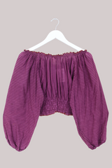 Libra Vintage Cotton Top - Magenta Stripe - Size S/M