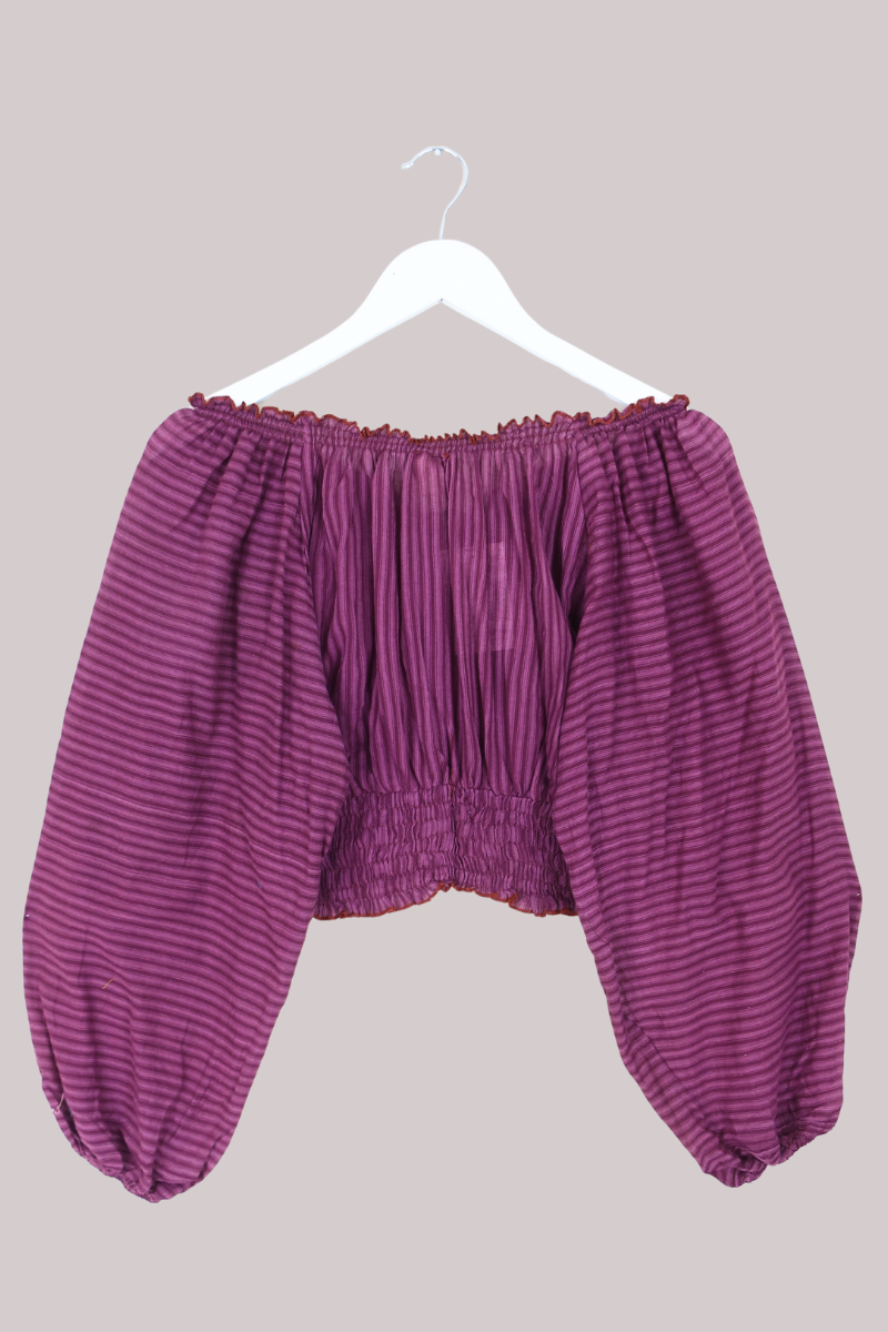 Libra Vintage Cotton Top - Magenta Stripe - Size S/M