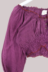 Libra Vintage Cotton Top - Magenta Stripe - Size S/M