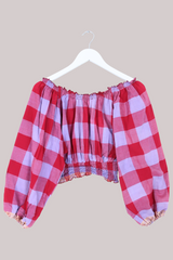 Libra Vintage Cotton Top - Raspberry Jam Check - Size L