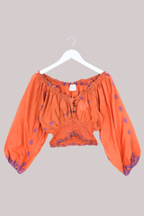 Libra Vintage Cotton Top - Saffron & Lavender - Size L