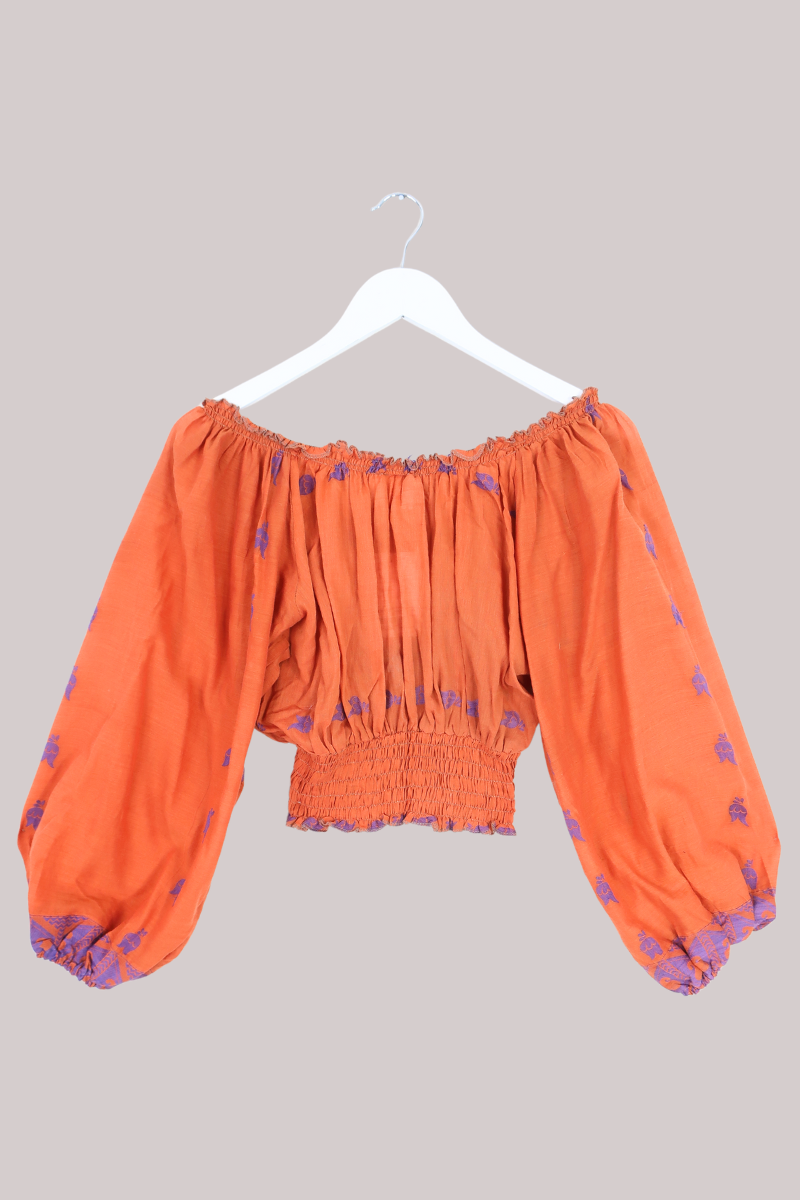 Libra Vintage Cotton Top - Saffron & Lavender - Size L