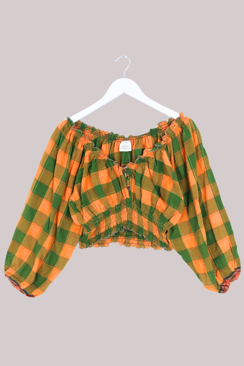 Libra Vintage Cotton Top - Ginger & Lime - Size L