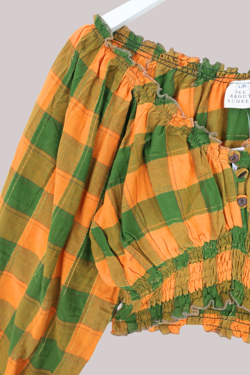 Libra Vintage Cotton Top - Ginger & Lime - Size L
