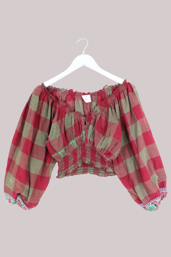 Libra Vintage Cotton Top - Apple Plaid - Size L