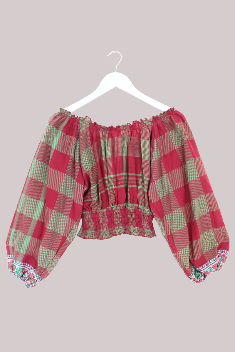 Libra Vintage Cotton Top - Apple Plaid - Size L