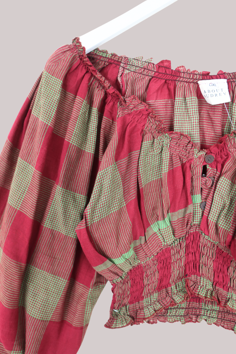 Libra Vintage Cotton Top - Apple Plaid - Size L
