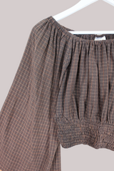 Scorpio Vintage Cotton Top - Pecan & Gold Check - Free Size