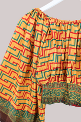 Scorpio Vintage Sari Top - Abstract Gold - Free Size
