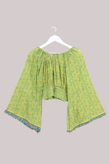 Scorpio Vintage Cotton Top - Pine & Gold Geometric Print - Free Size