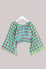Scorpio Vintage Cotton Top - Vibrant Pine & Purple - Free Size