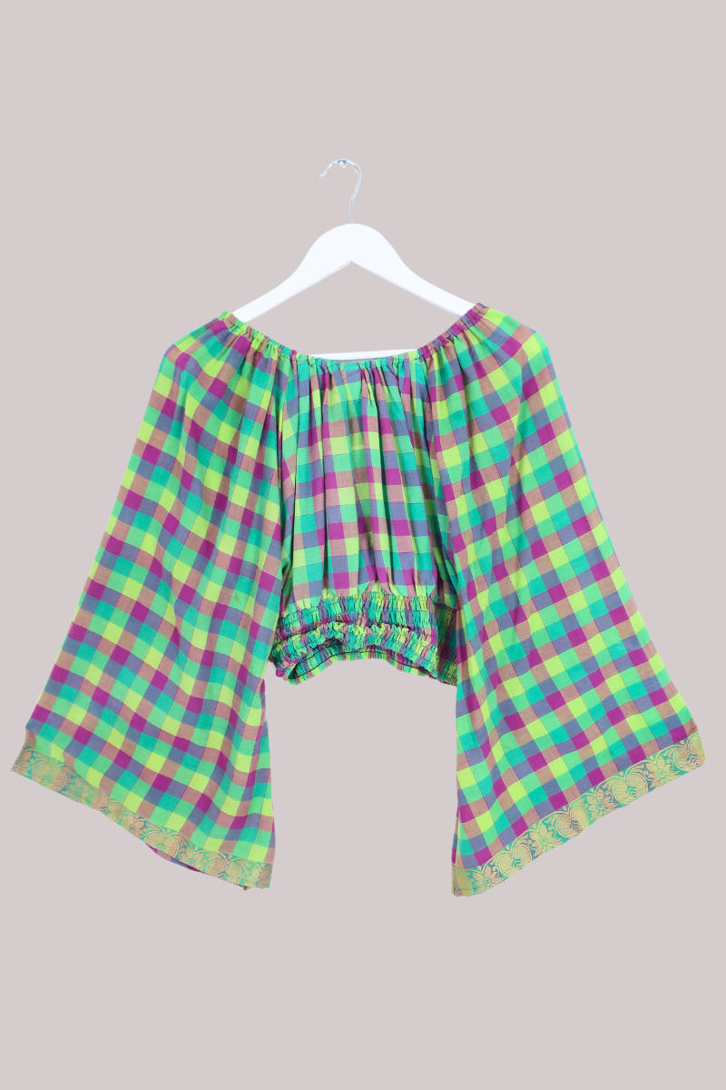 Scorpio Vintage Cotton Top - Vibrant Pine & Purple - Free Size