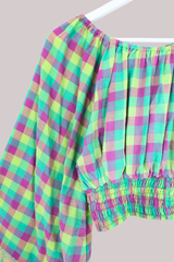 Scorpio Vintage Cotton Top - Vibrant Pine & Purple - Free Size