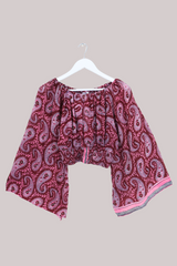 Scorpio Vintage Cotton Top - Sangria & Rose Paisley - Free Size