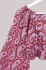 Scorpio Vintage Cotton Top - Sangria & Rose Paisley - Free Size